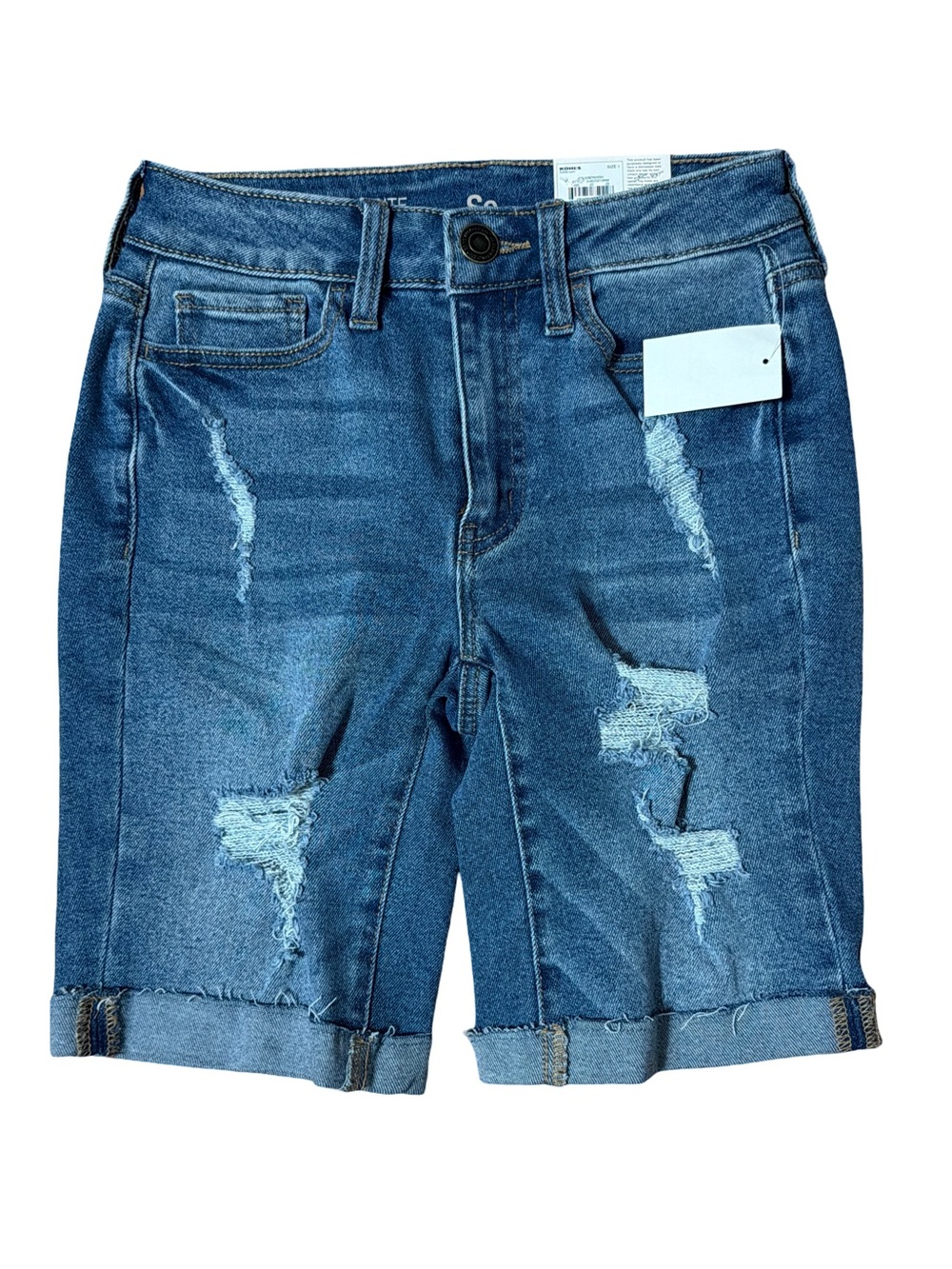 SO Women's Distressed Denim Jean Shorts - Blue Size 1
